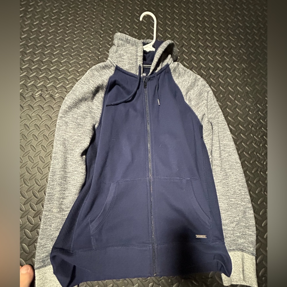 Express blue and gray zip up hoodie